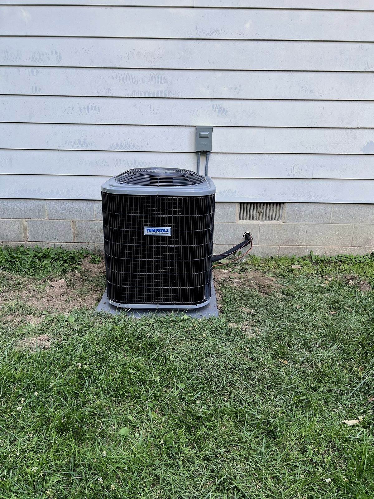 Finished outdoor Tempstar air conditioning installation