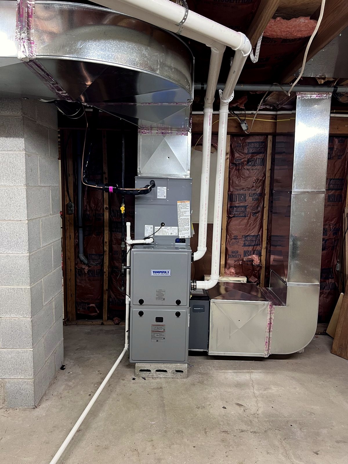 Finished indoor furnace and ductwork installation